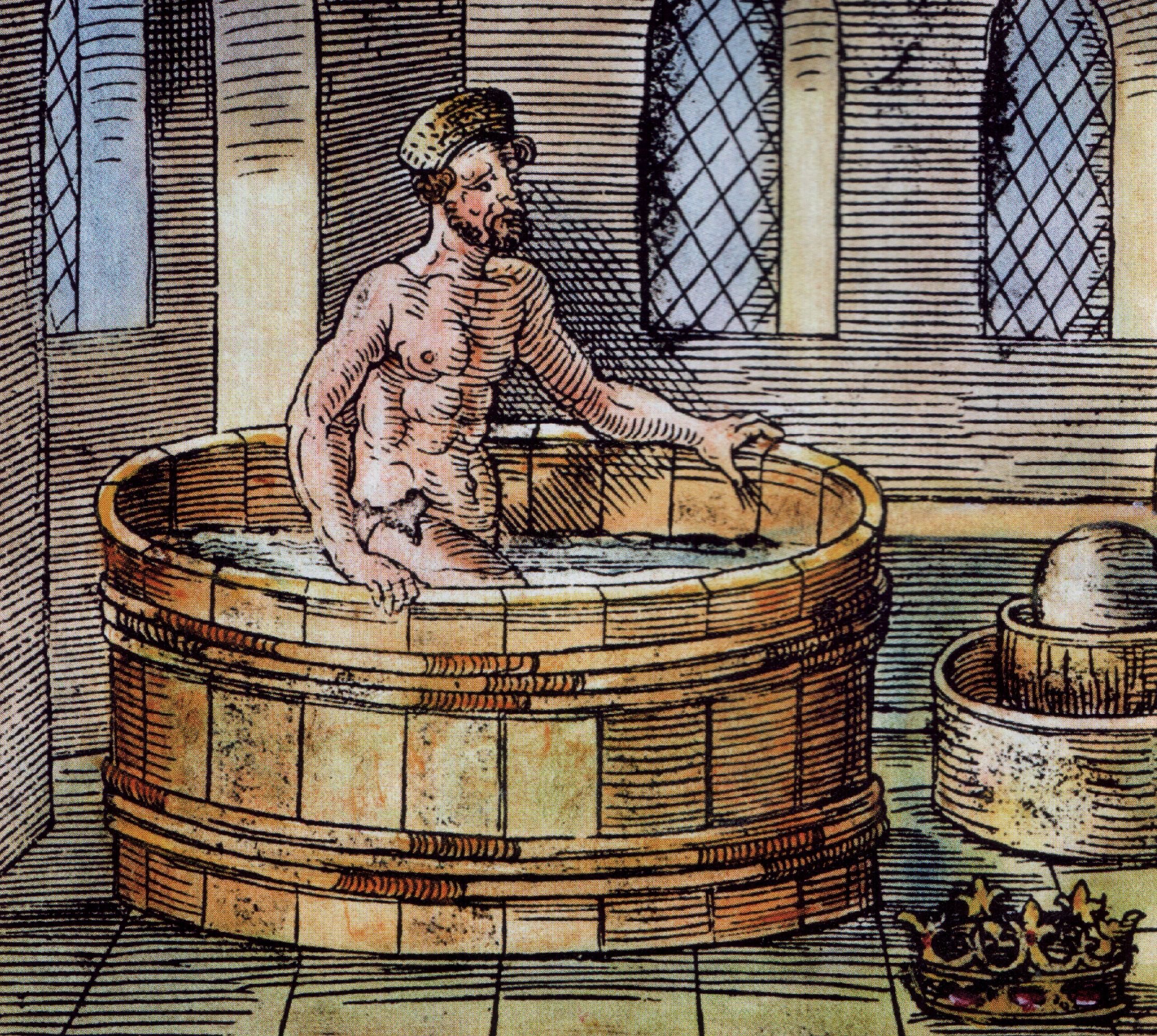 Archimède trouve dans bain la notion de poids volumique