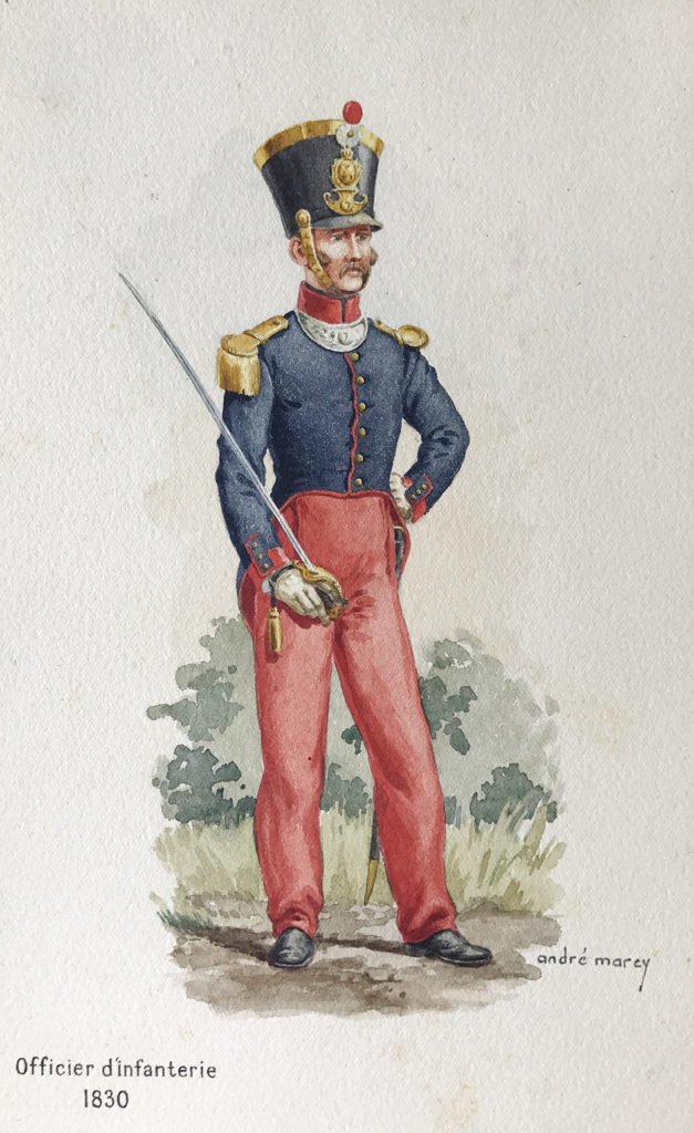 1830 uniformologie Officier infanterie