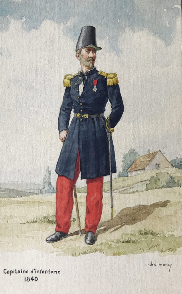 1840 uniformologie capitaine d'infanterie